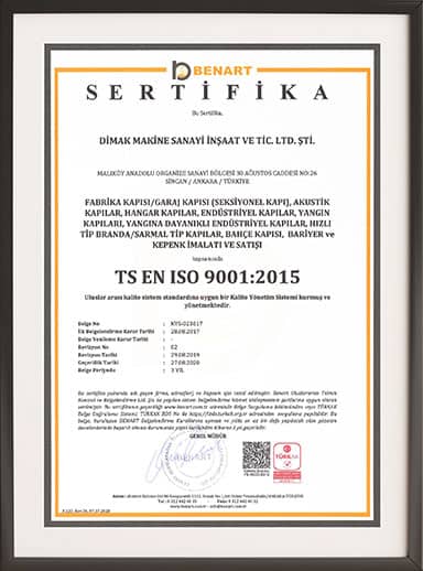 Dimak Fire Doors ISO 9001